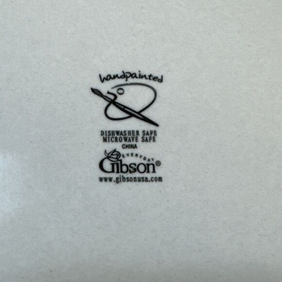 Dinner Plates Lot of 6 Gibson Everyday China 10 3/4" D Blue Red Green Stripe - Picture 6 of 8